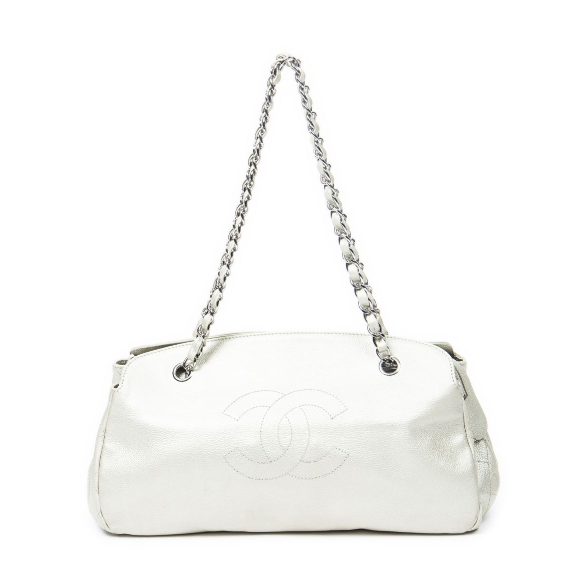 Chanel CC Chain Tote en Blanc nacré main product photo