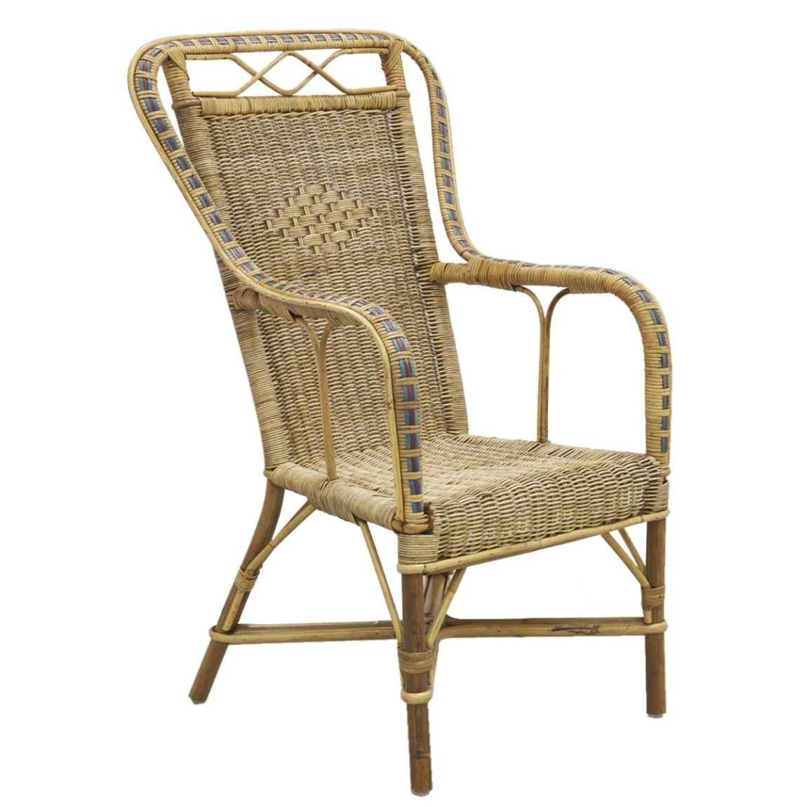 Fauteuil haut en manau et rotin Medan main product photo