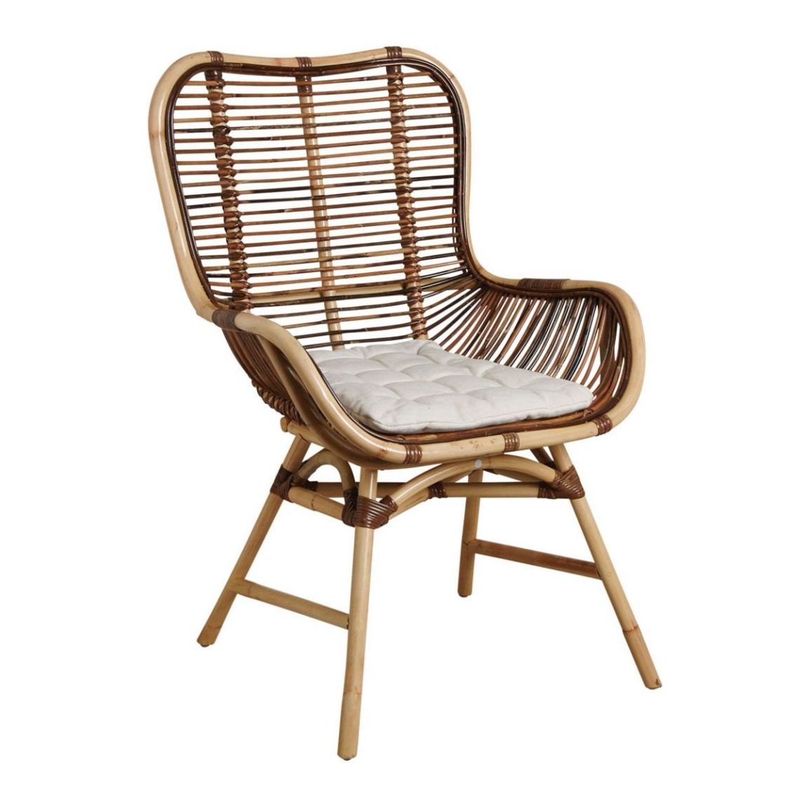 Fauteuil en rotin croco avec coussin Bontang main product photo