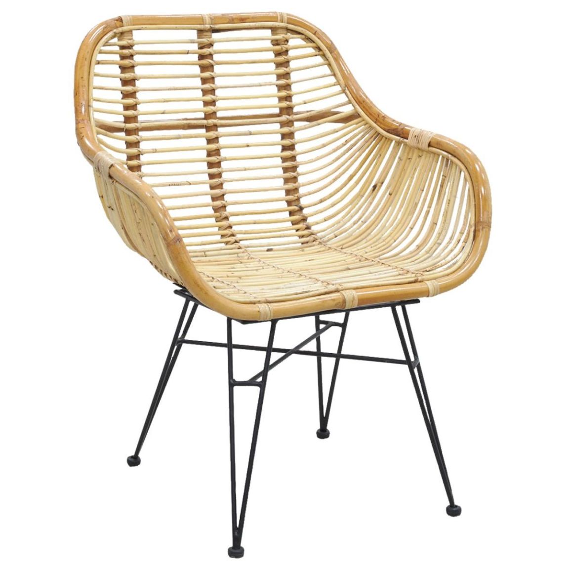 Fauteuil en rotin brut pieds métal Tanete main product photo