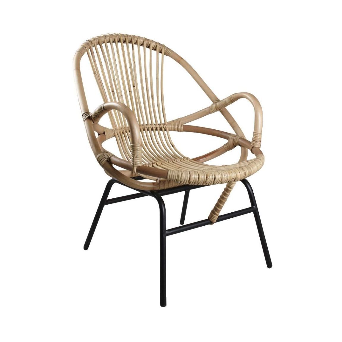 Fauteuil coquille en rotin et métal Ema main product photo