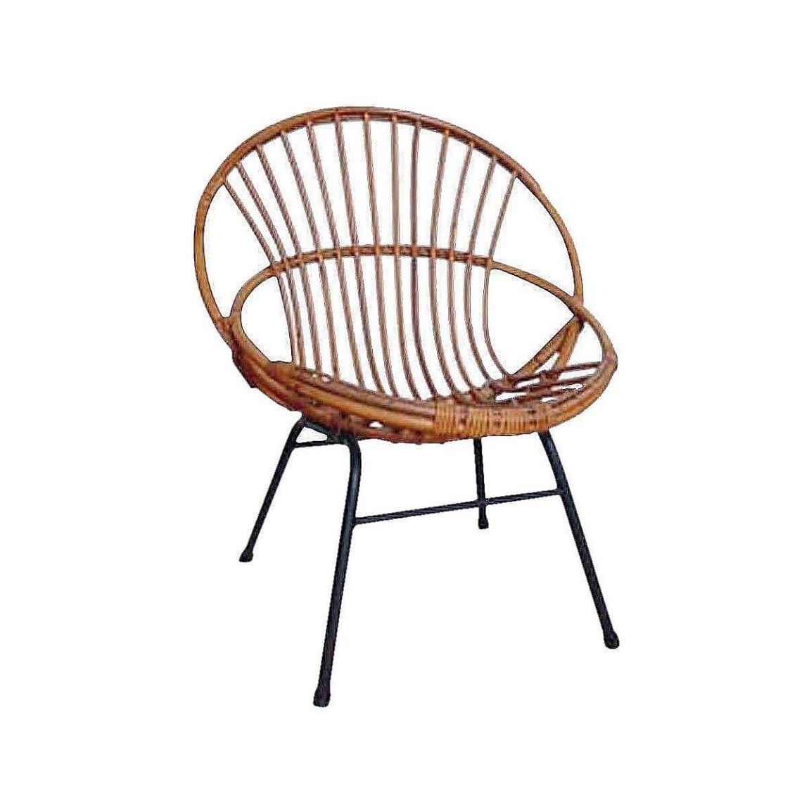 Fauteuil en rotin laqué et métal main product photo