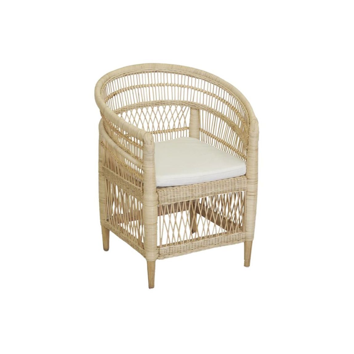 Fauteuil Malawi en rotin naturel + coussin main product photo