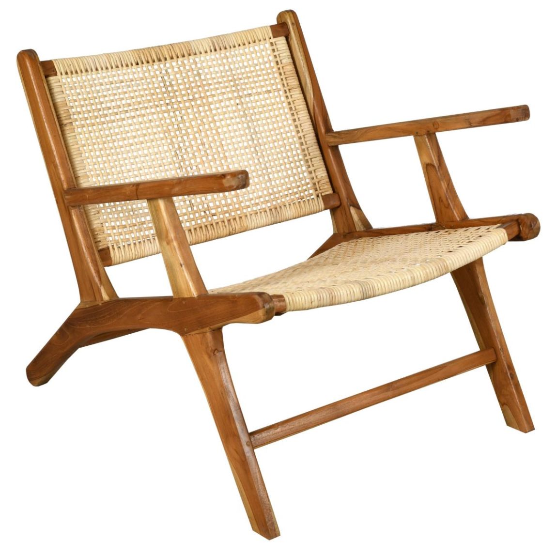 Fauteuil en teck et cannage rotin main product photo