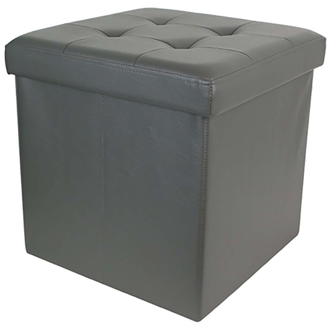 Pouf coffre pliable PU assise capitonnée main product photo