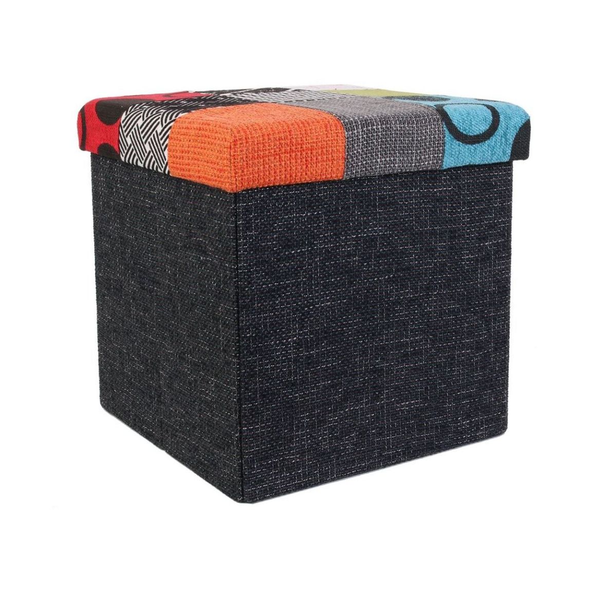 Pouf coffre de rangement patchwork main product photo