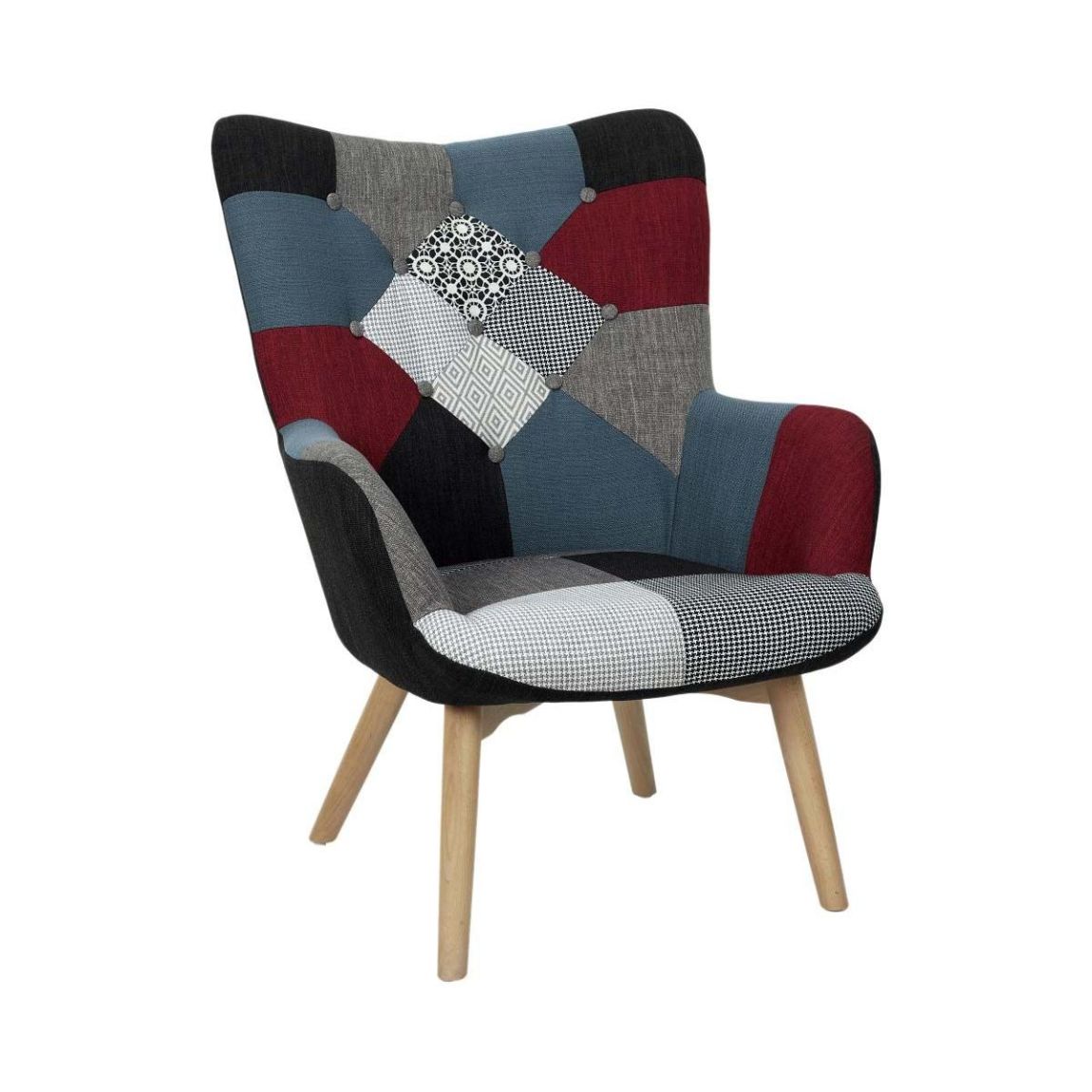 Fauteuil assise en tissu patchwork Milano main product photo
