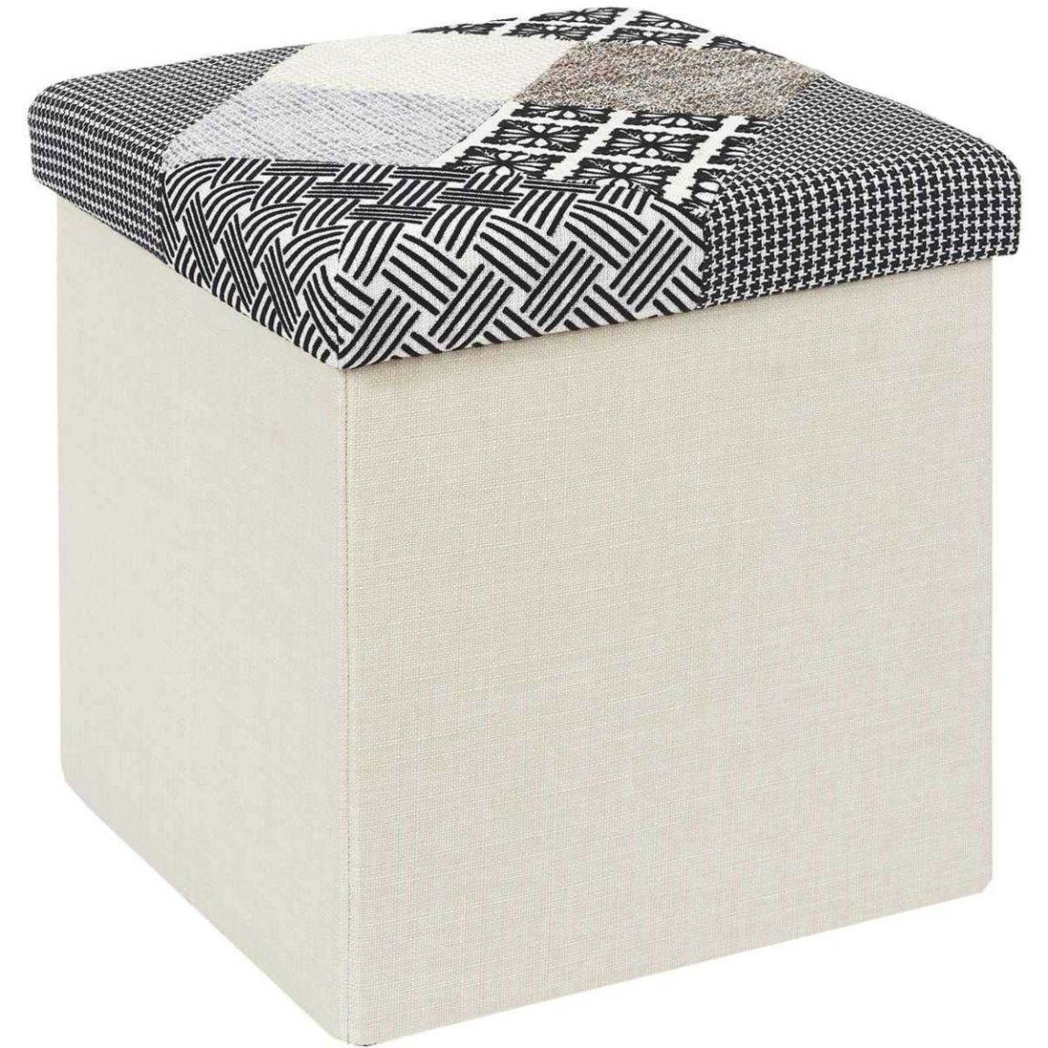 Pouf coffre pliable Patchwork gris main product photo