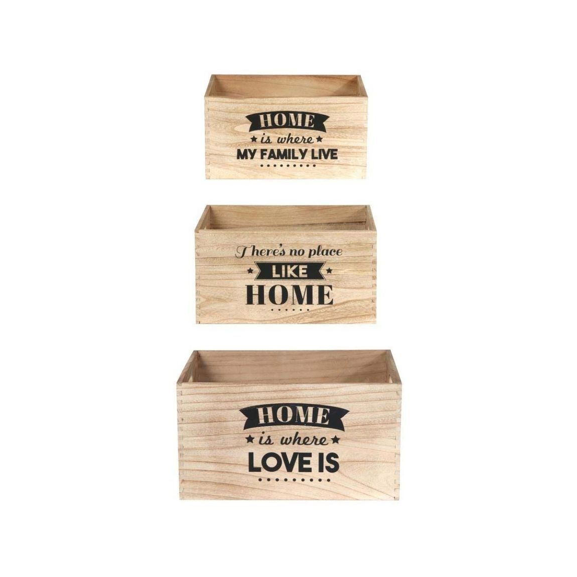 Caisse en bois empilables Home (Lot de 3) main product photo