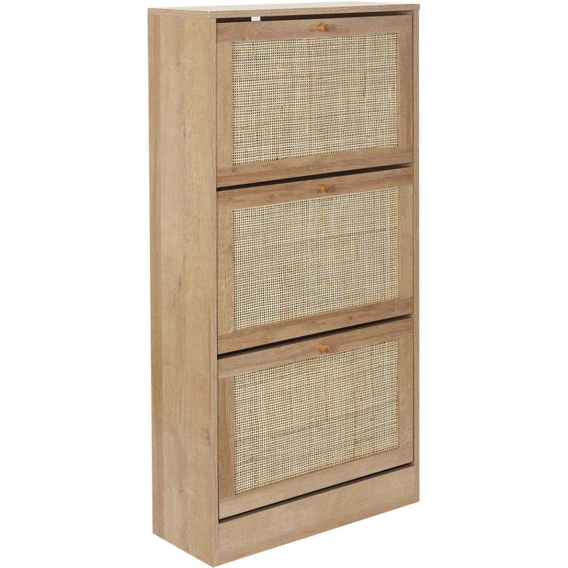 Meuble à chaussures cannage et bois 3 portes Bali main product photo
