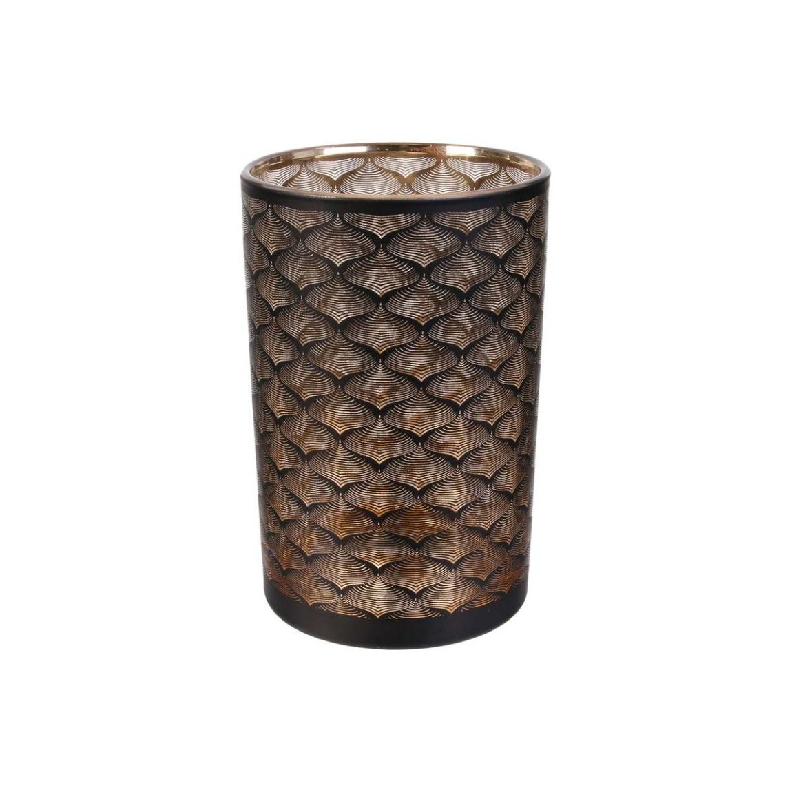 Vase en métal noir et cuivré Aster 20 cm main product photo