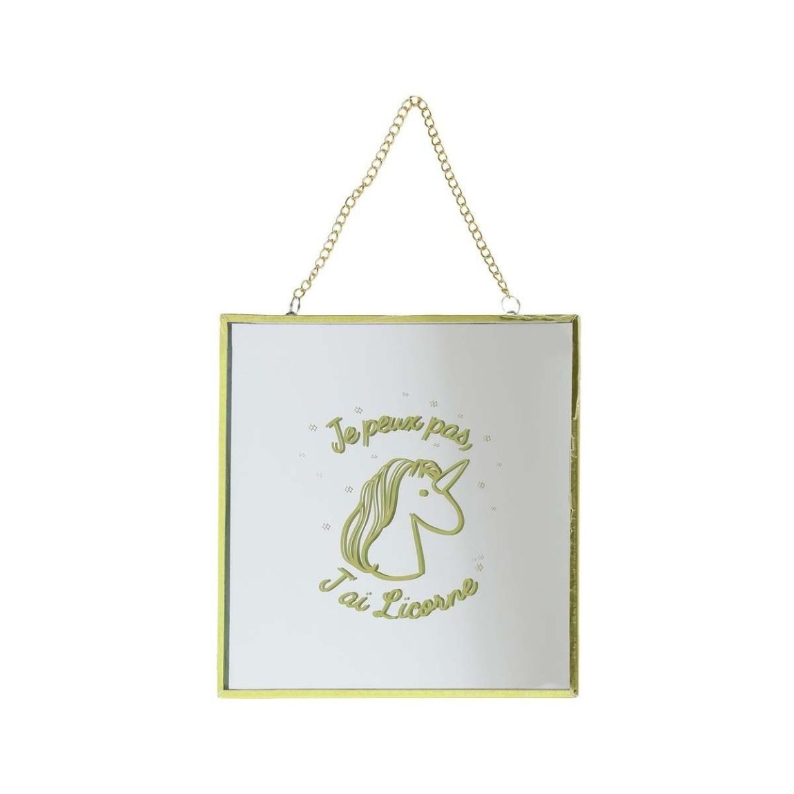 Miroir carré avec chainette licorne main product photo