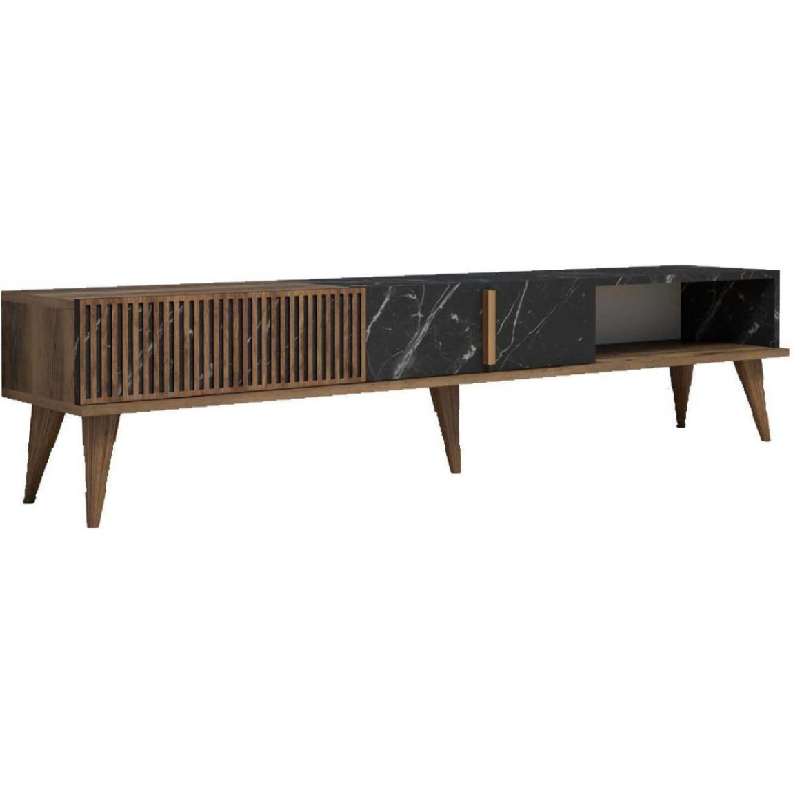 Meuble TV imitation marbre et effet noyer Milan main product photo