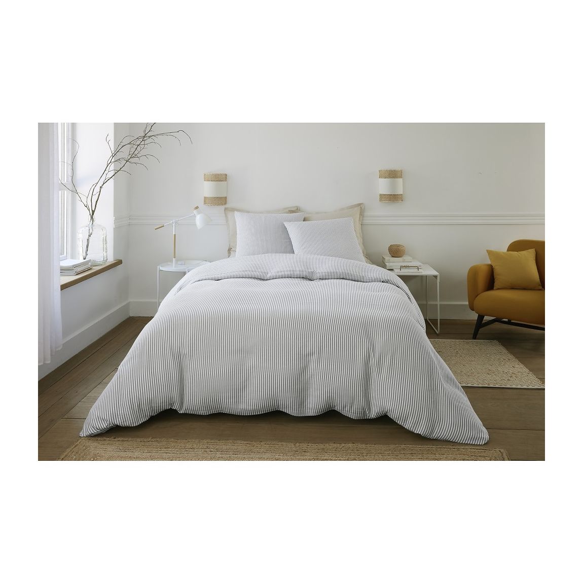 Parure housse de couette laya coton gaze imprimée main product photo