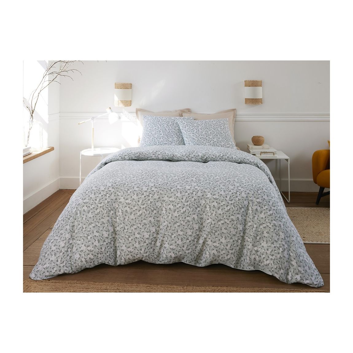 Parure housse de couette edana coton gaze imprimée main product photo