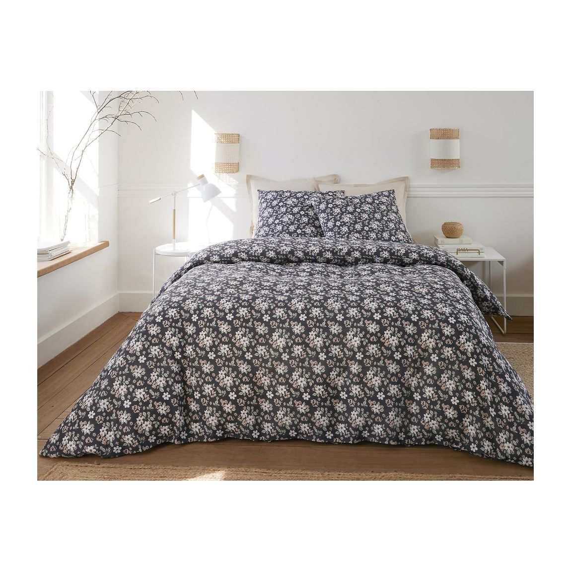 Parure housse de couette sakuria coton gaze imprimée main product photo