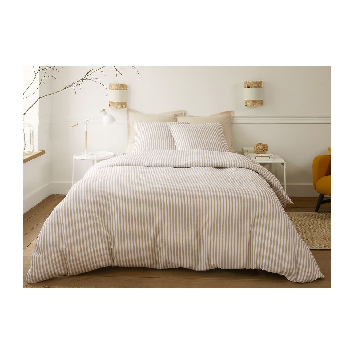 Parure housse de couette soleis coton gaze imprimée main product photo