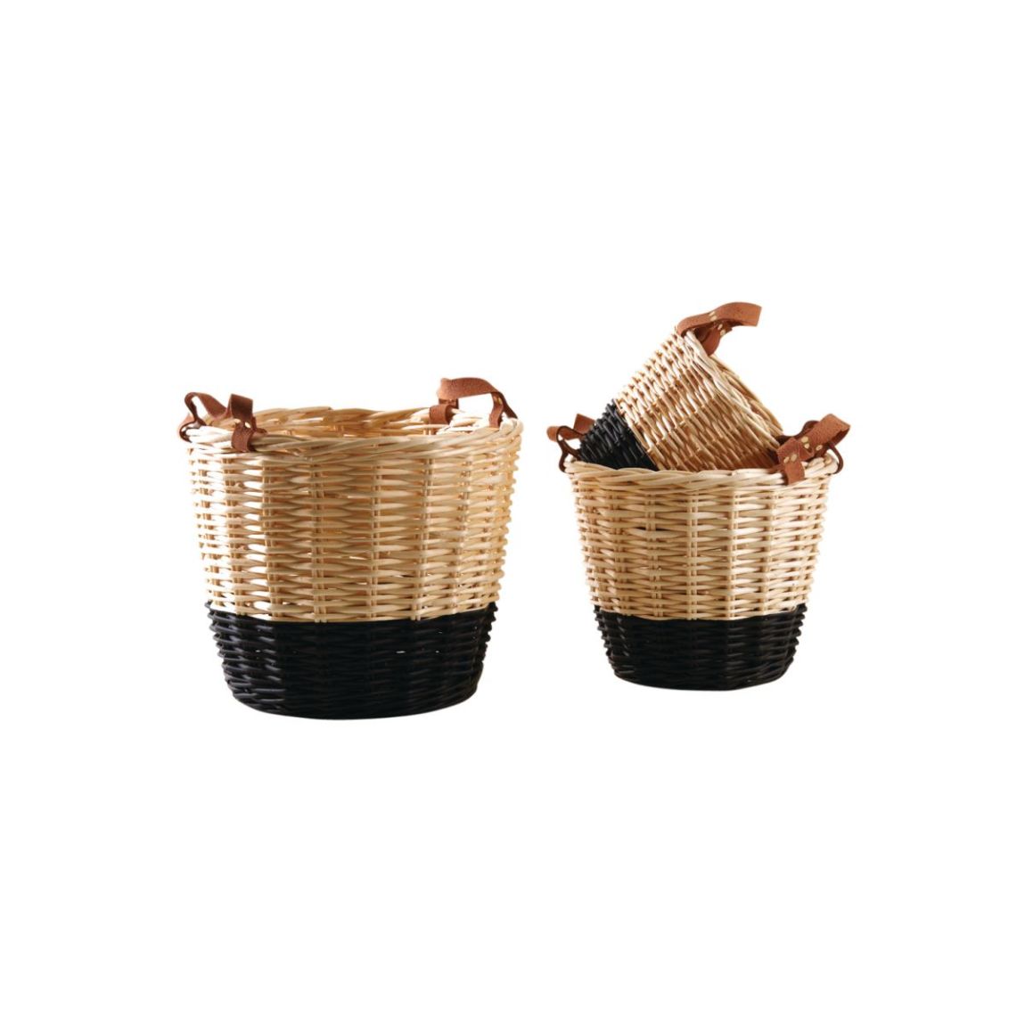 Corbeilles en osier naturel et noir (lot de 3) main product photo