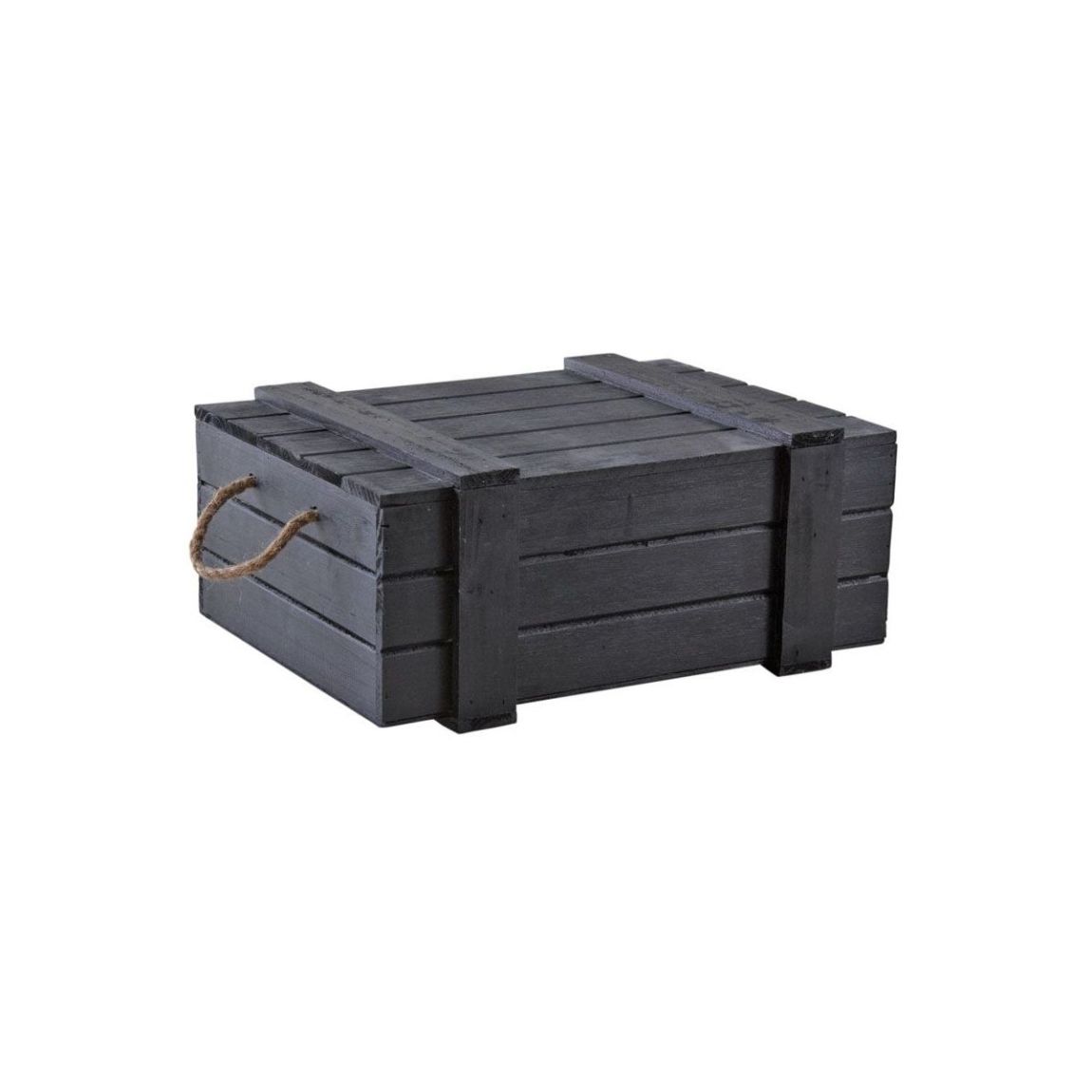Coffre en bois peint noir main product photo