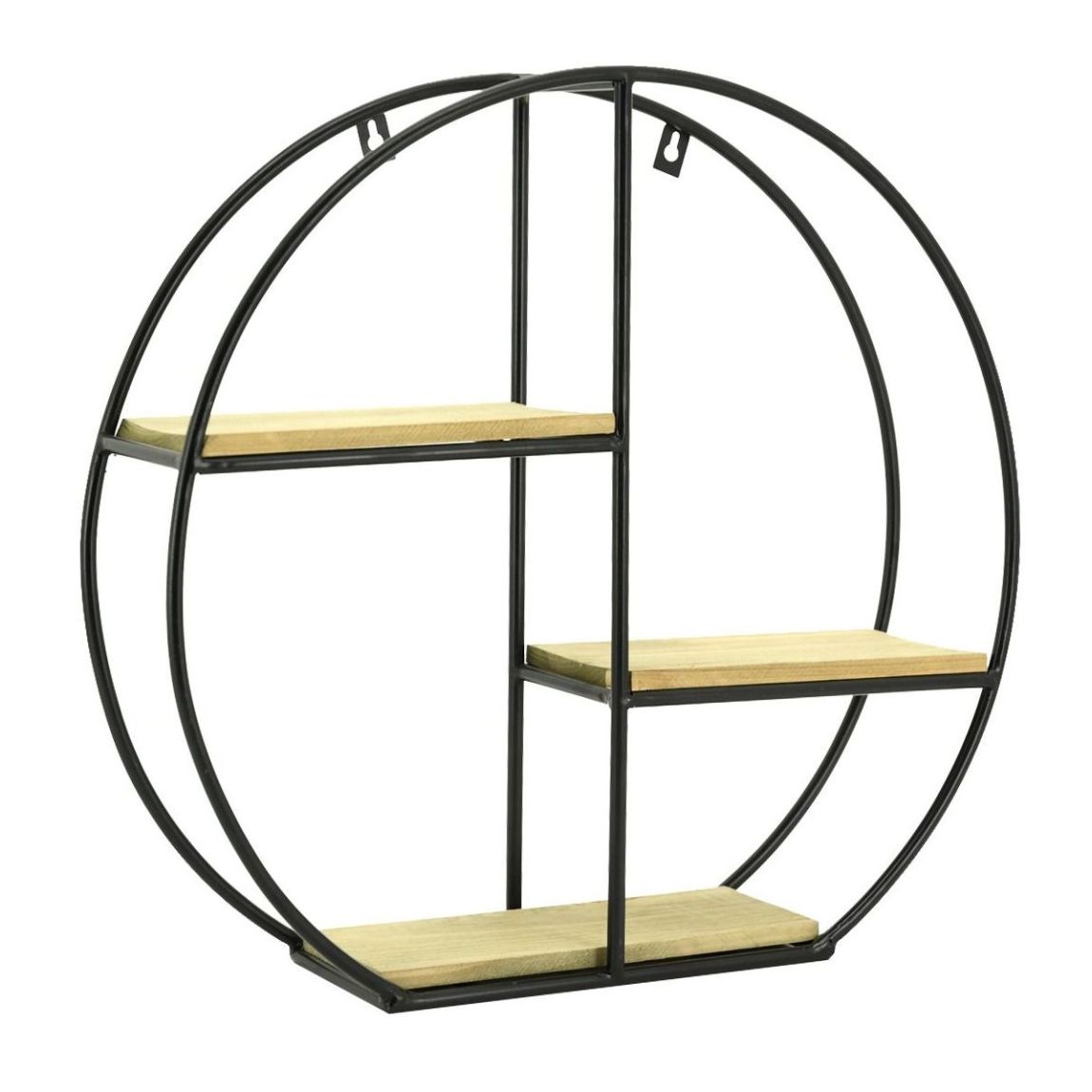 Étagère ronde murale en métal et pin main product photo