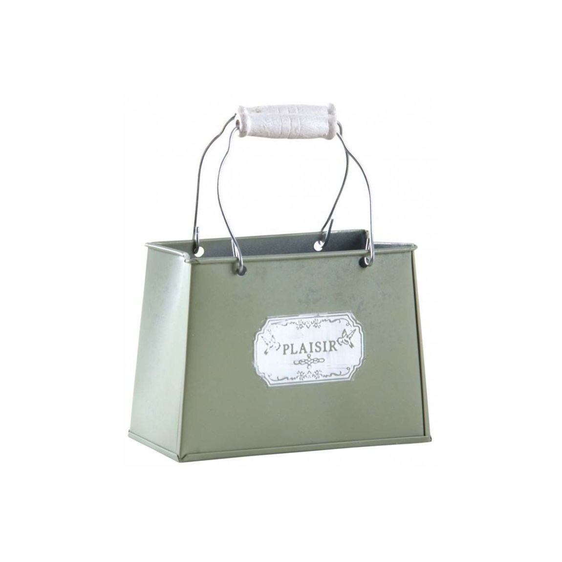 Panier métal laqué olive avec anses mobiles Plaisir main product photo