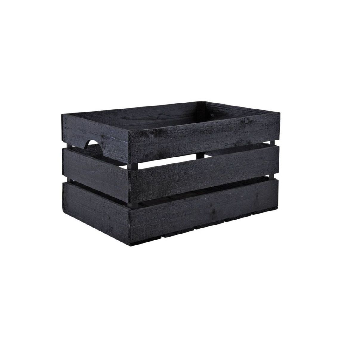 Caisse en bois peint noir main product photo