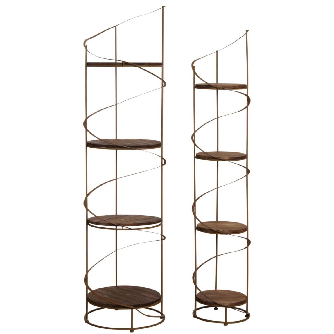 Étagère ronde en bois et métal (Lot de 2) main product photo
