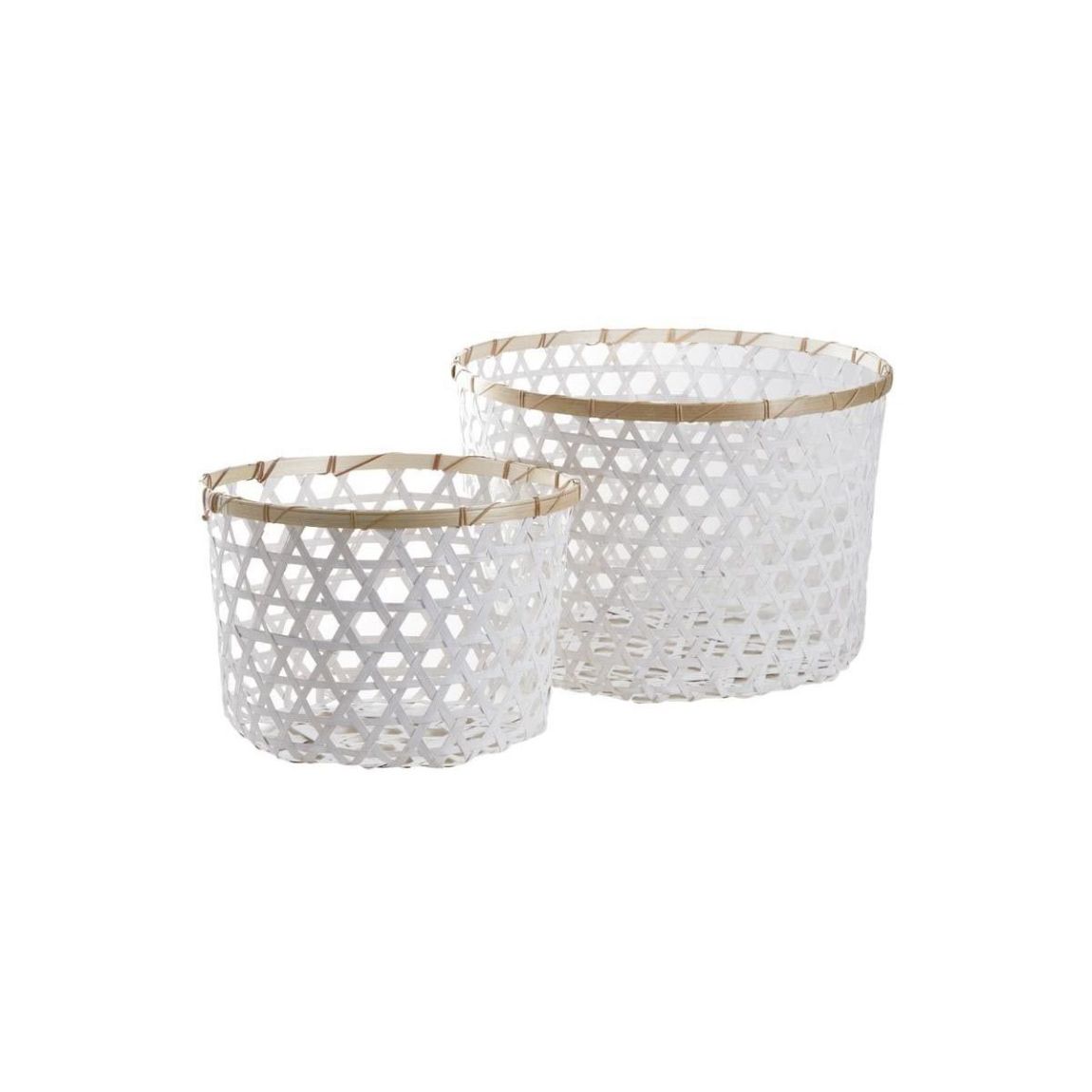 Corbeille de rangement en bambou ajourée (Lot de 2) main product photo