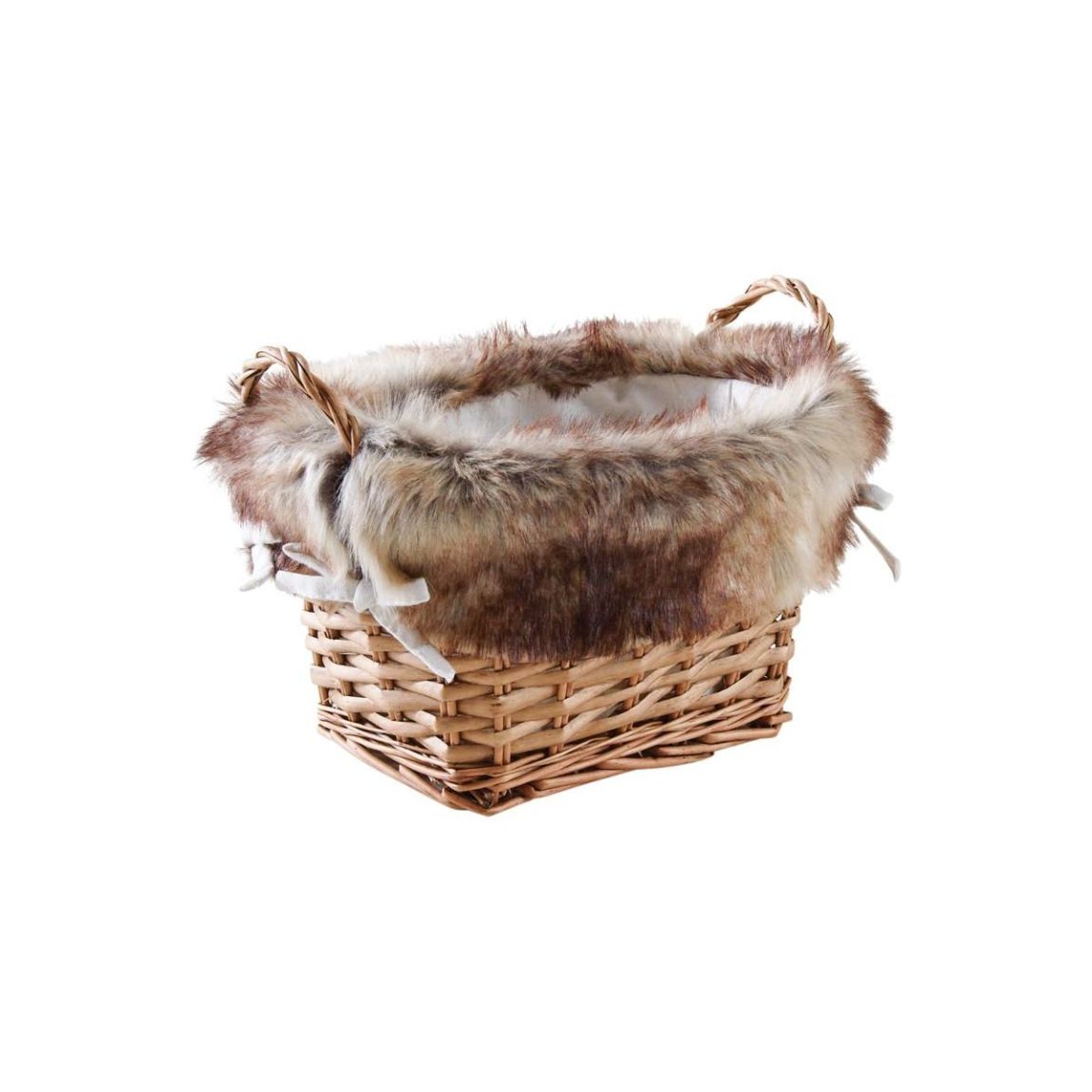 Corbeille en osier et fourrure main product photo
