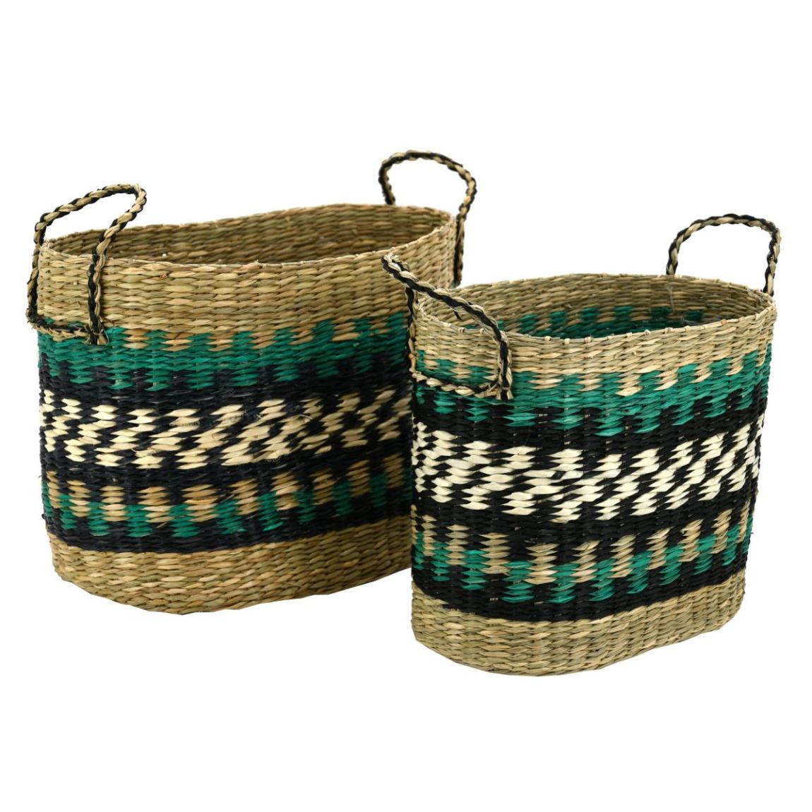 Paniers en jonc naturel et teinté (Lot de 2) main product photo