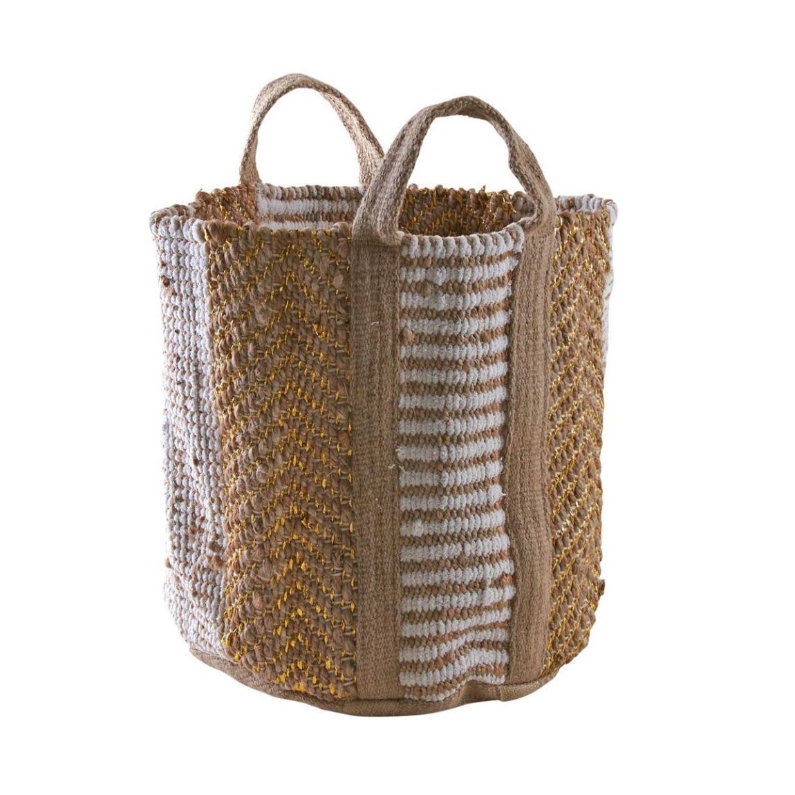 Corbeille de rangement en toile de jute épaisse main product photo