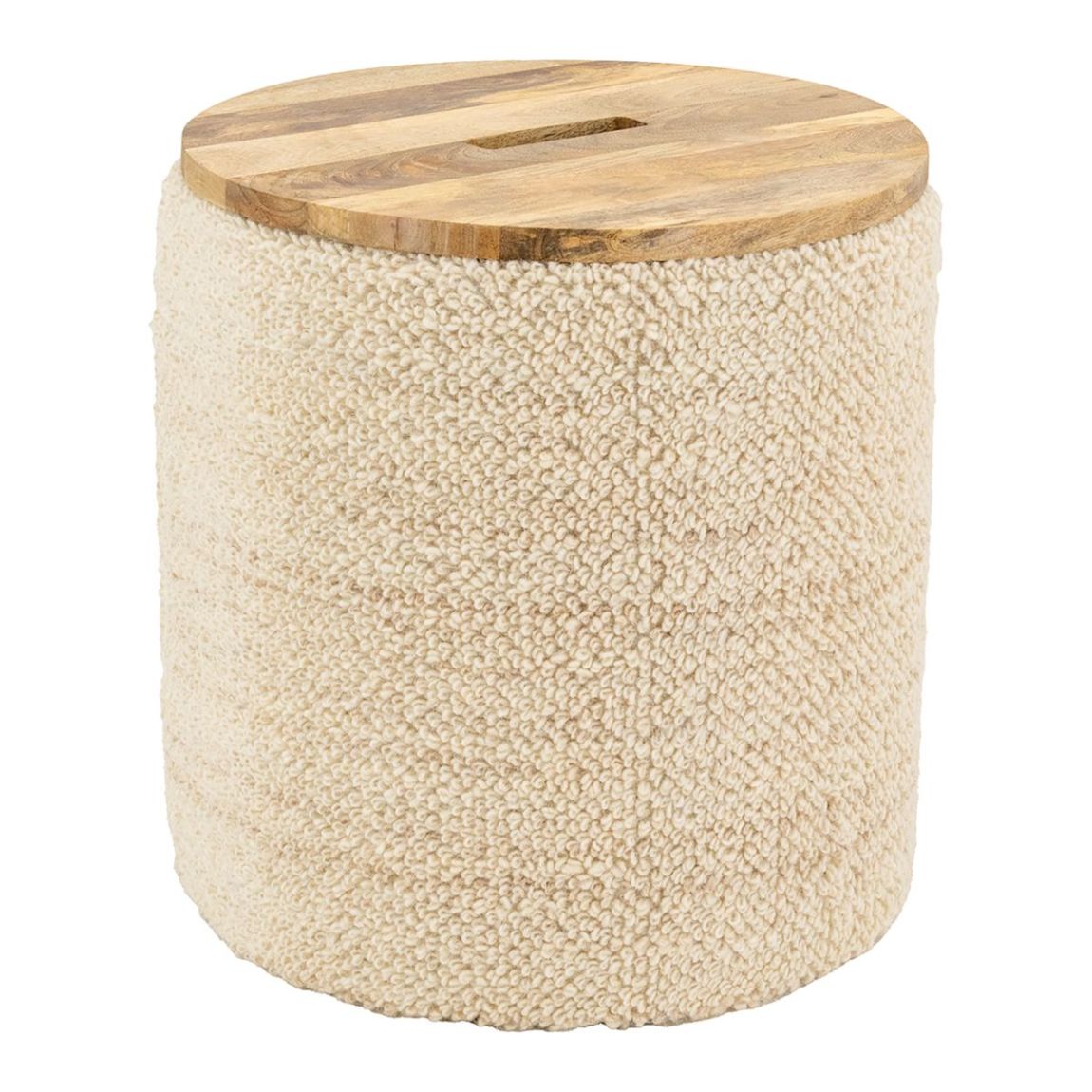 Pouf / coffre en laine et manguier main product photo