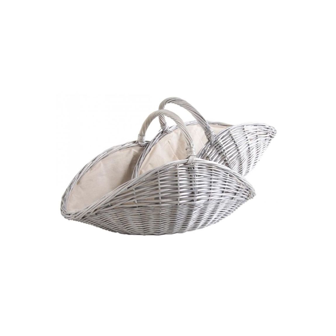 Paniers à bûches en osier gris et jute (lot de 2) Ovale main product photo