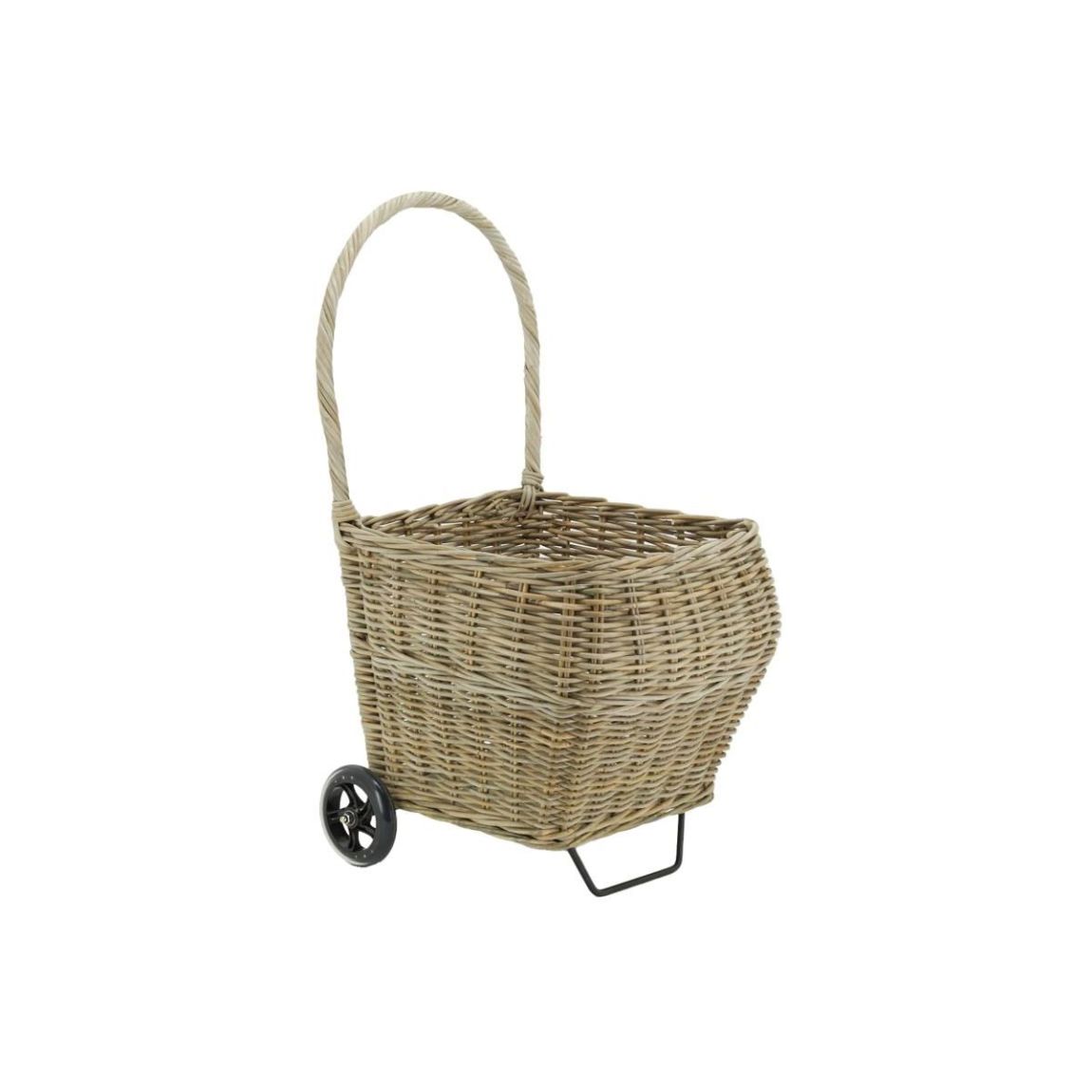 Chariot à bûches en rotin gris Arrondi main product photo