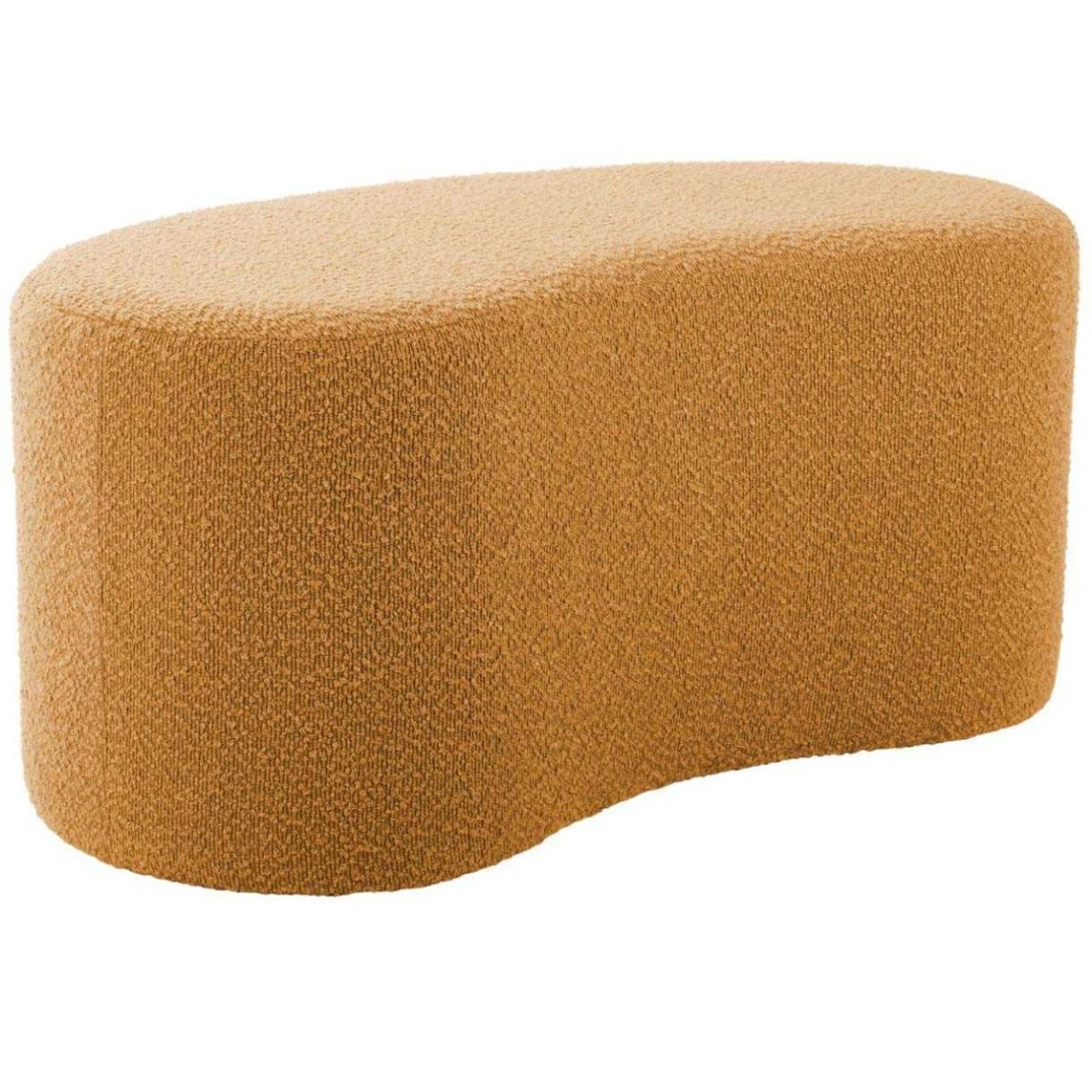 Pouf en tissu bouclette Ada Wave Jaune ocre main product photo