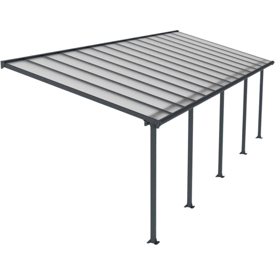 Pergola à adosser en aluminium gris et polycarbonate Olympia 3 x 8.6 m main product photo