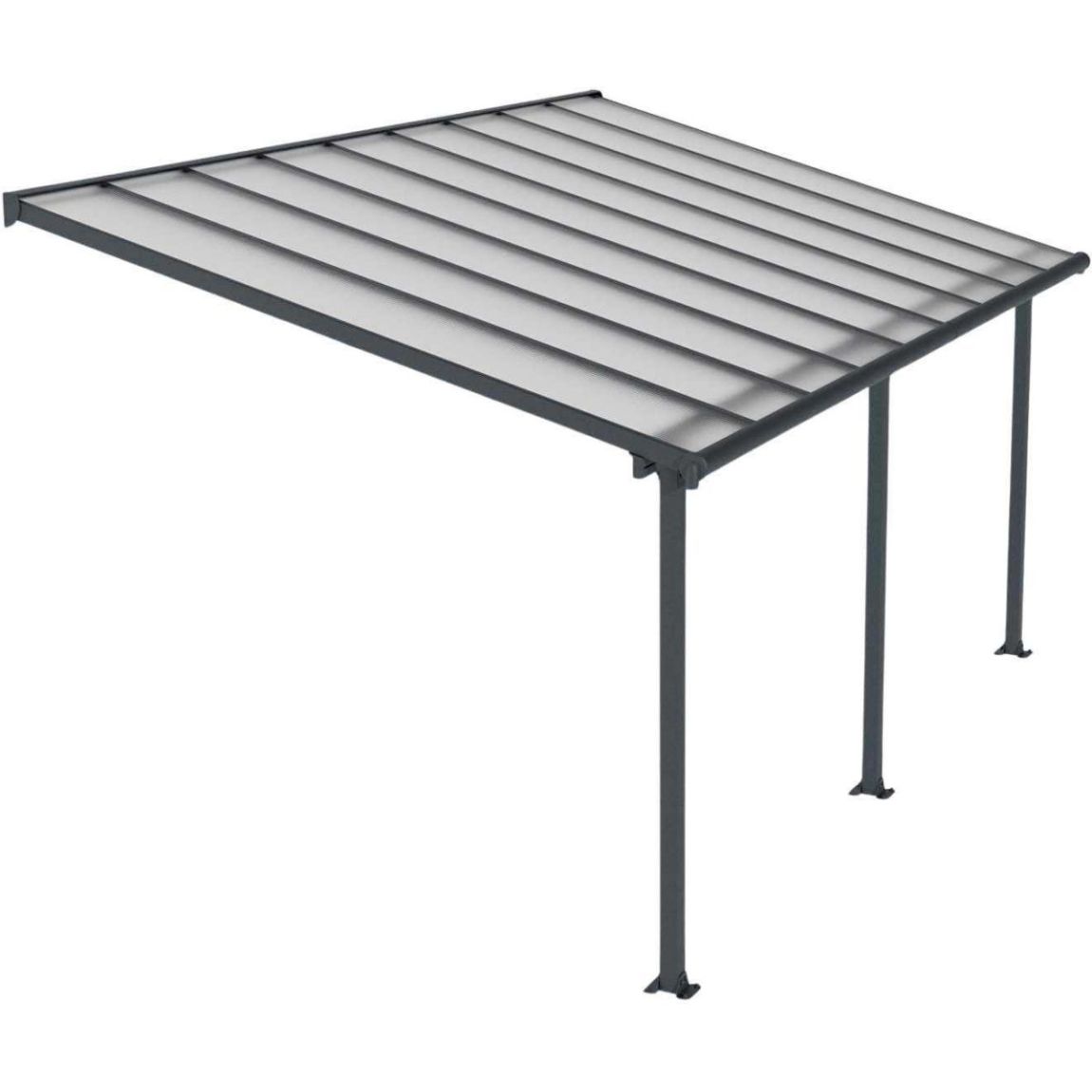 Pergola à adosser en aluminium gris et polycarbonate Olympia 3 x 5.5 m main product photo