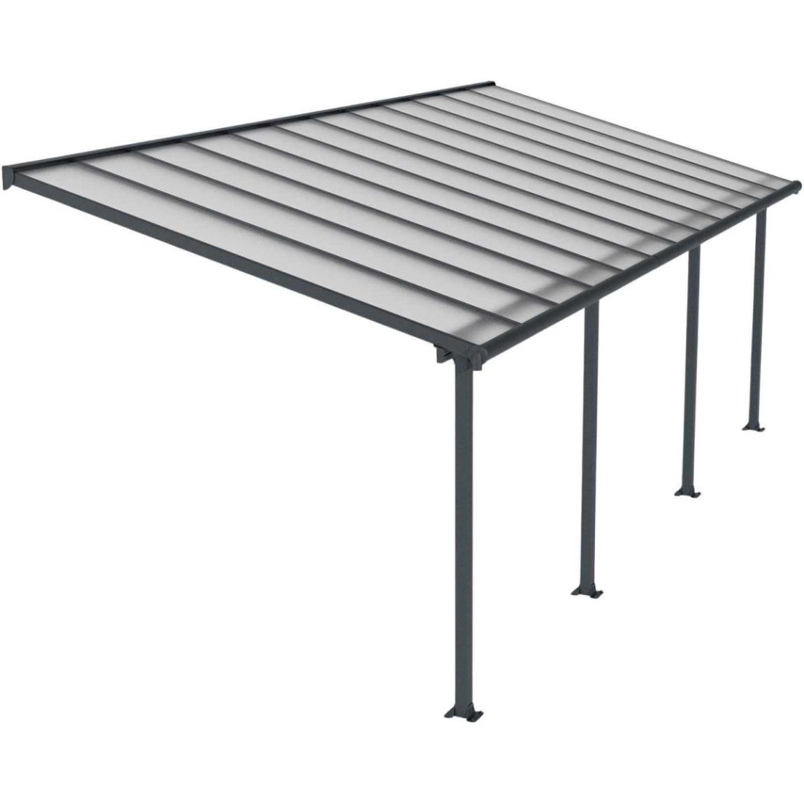Pergola à adosser en aluminium gris et polycarbonate Olympia 3 x 7.4 m main product photo