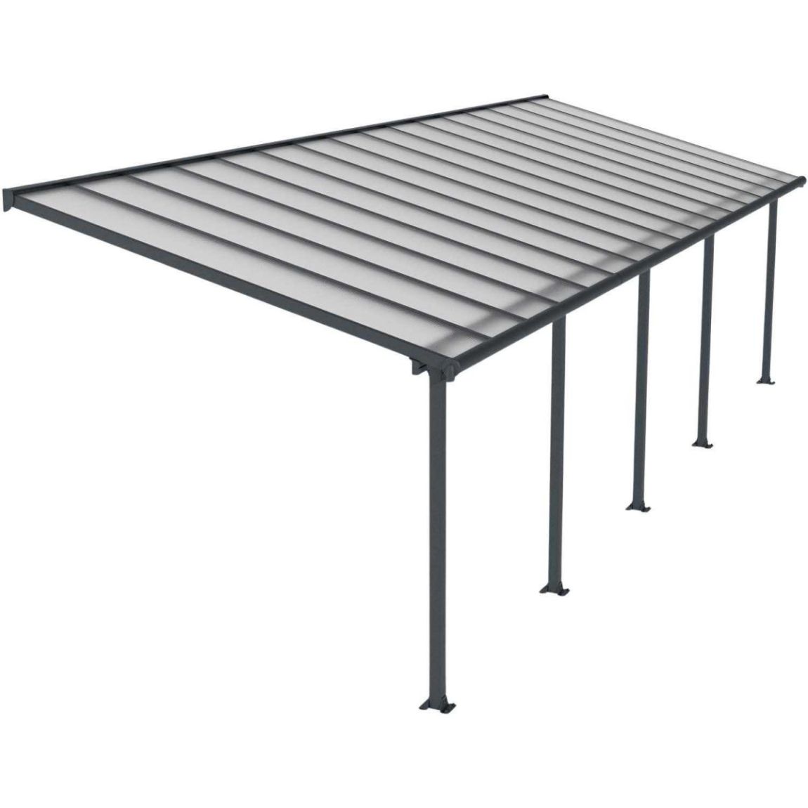 Pergola à adosser en aluminium gris et polycarbonate Olympia 3 x 9.8 m main product photo