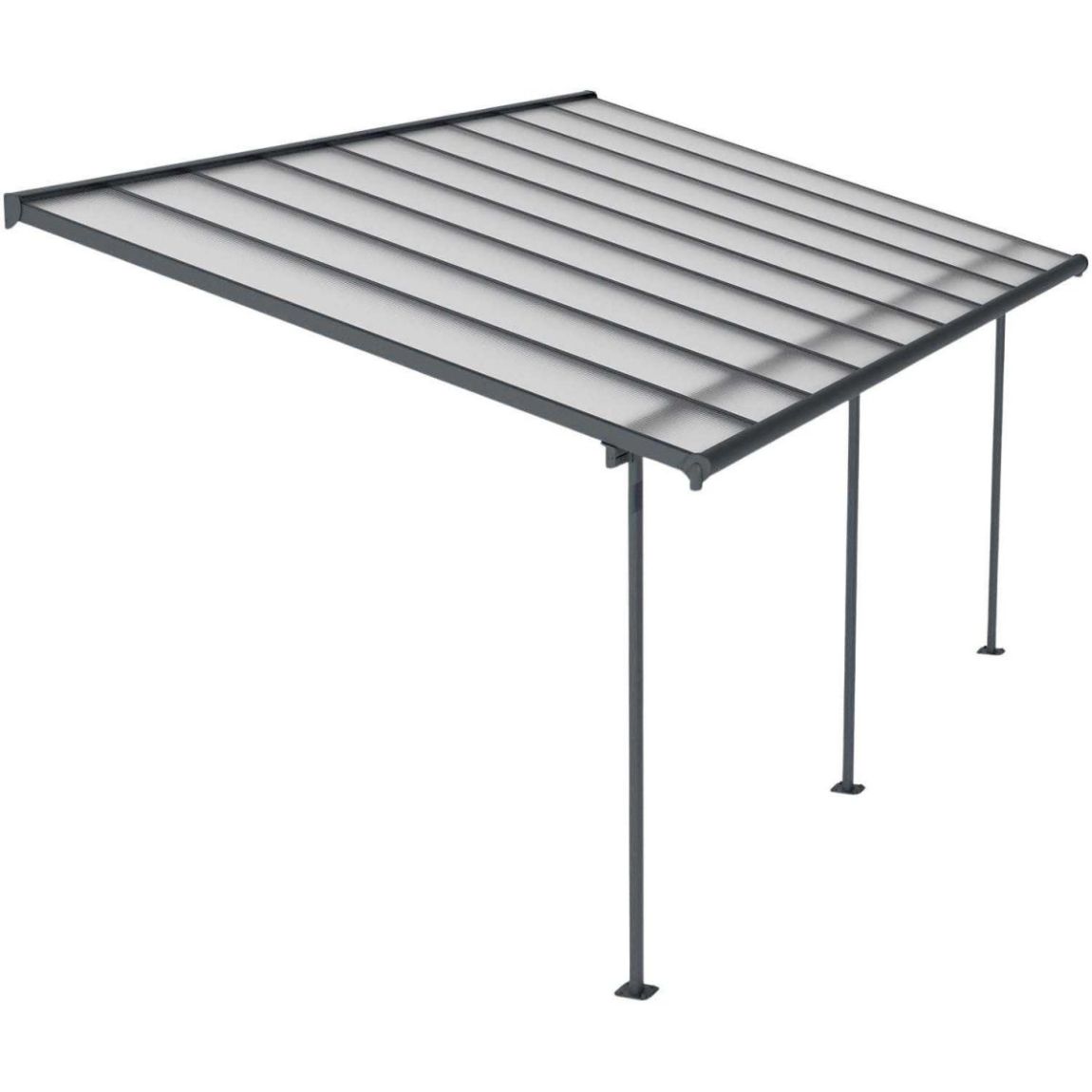 Pergola à adosser en aluminium gris et polycarbonate Sierra 3 x 5.6 m main product photo