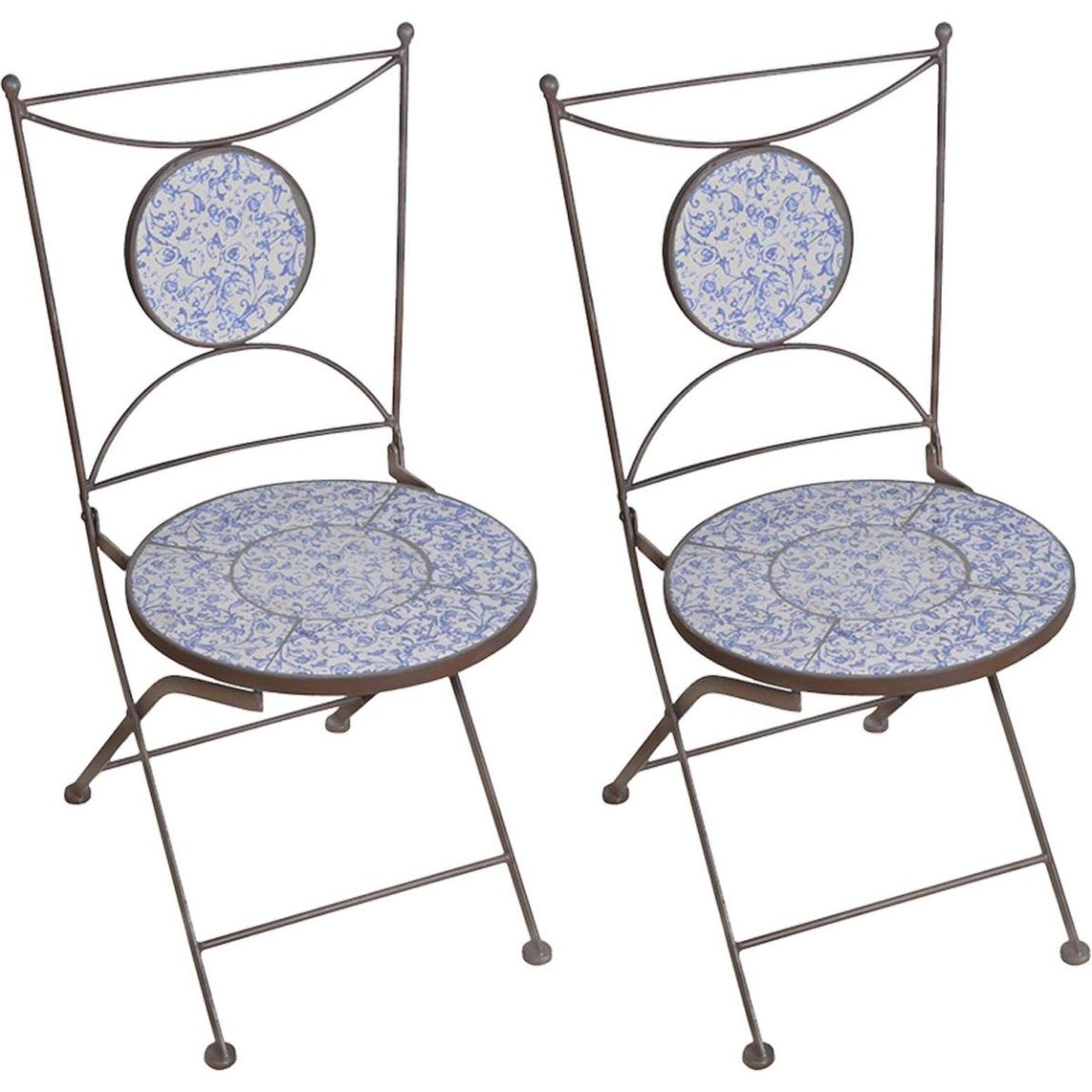Chaise jardin fer forgé céramique Lot de 2 main product photo