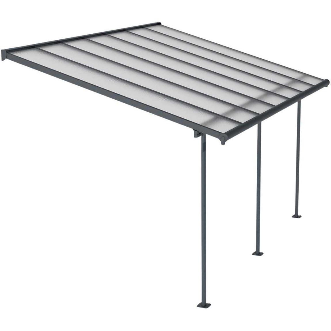 Pergola à adosser en aluminium gris et polycarbonate Sierra 3 x 4.3 m main product photo