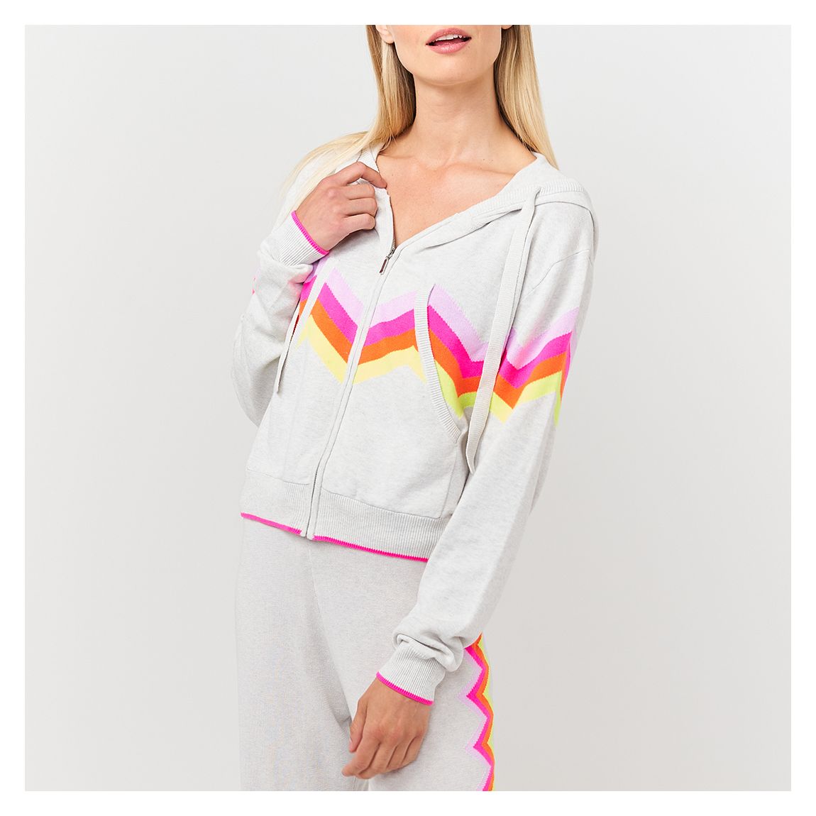 Gris/Multi Ziggy Crop Zip Hoodie main product photo