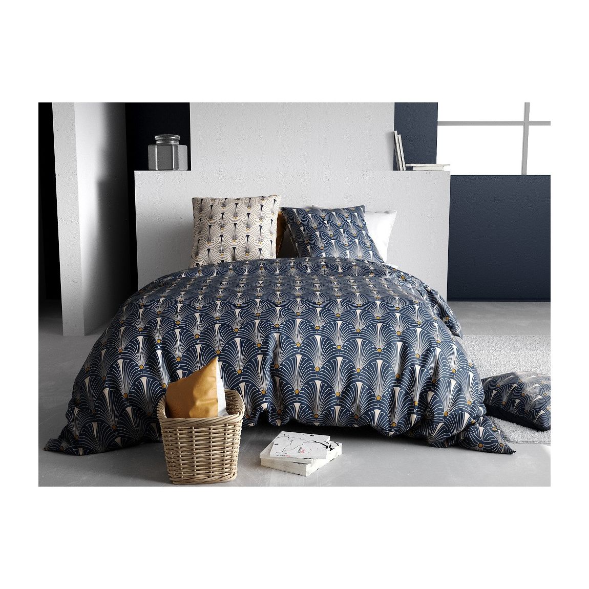 Parure Housse De Couette Paon 100% Coton Imprimée main product photo