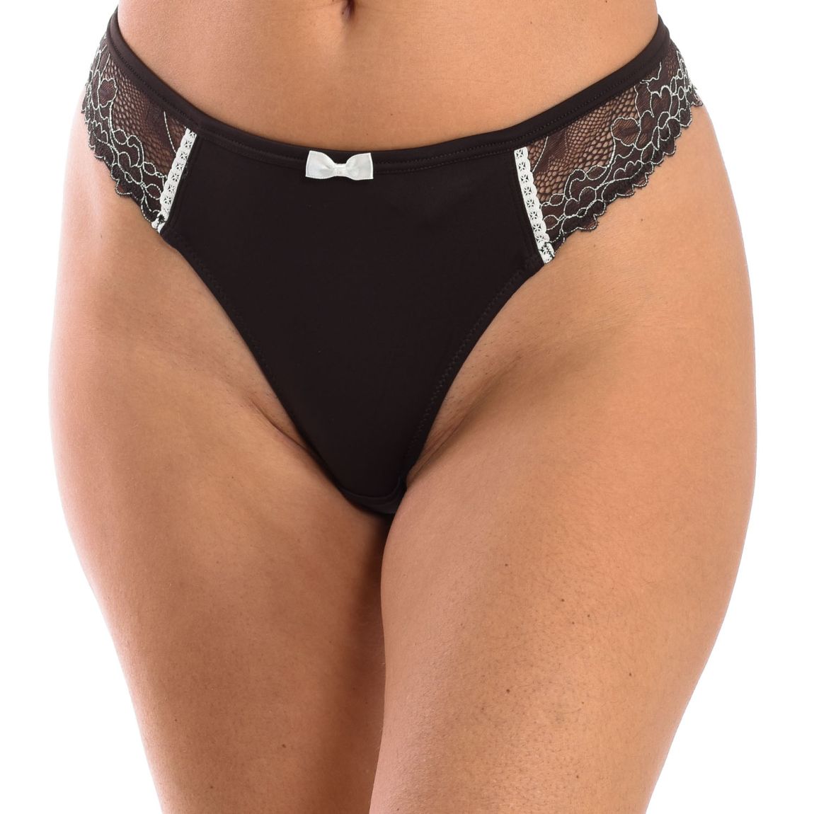 String en dentelle bicolore pour femme, modèle TG601. Élégant, féminin et parfaitement ajusté. main product photo