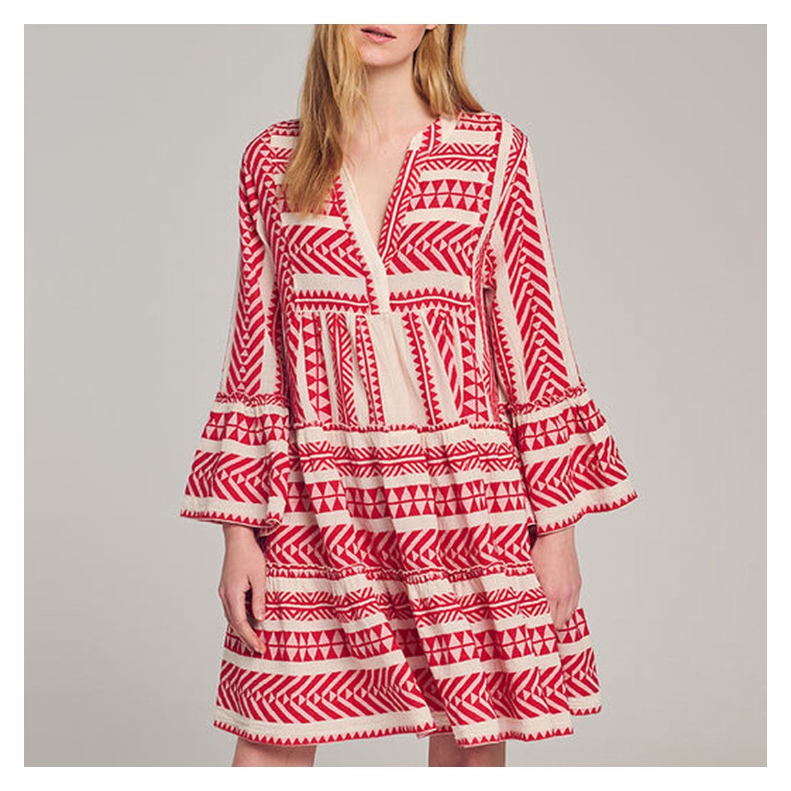 Robe Ella Rouge Et Écru main product photo