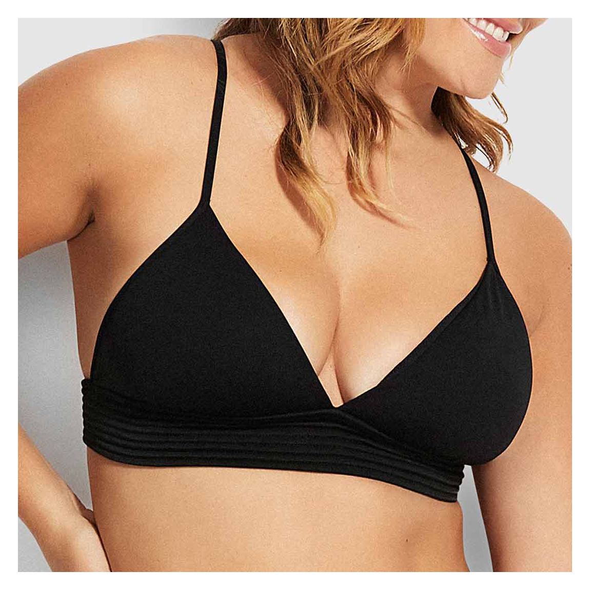 Black Quilted Fixed Tri Bikini Top main product photo