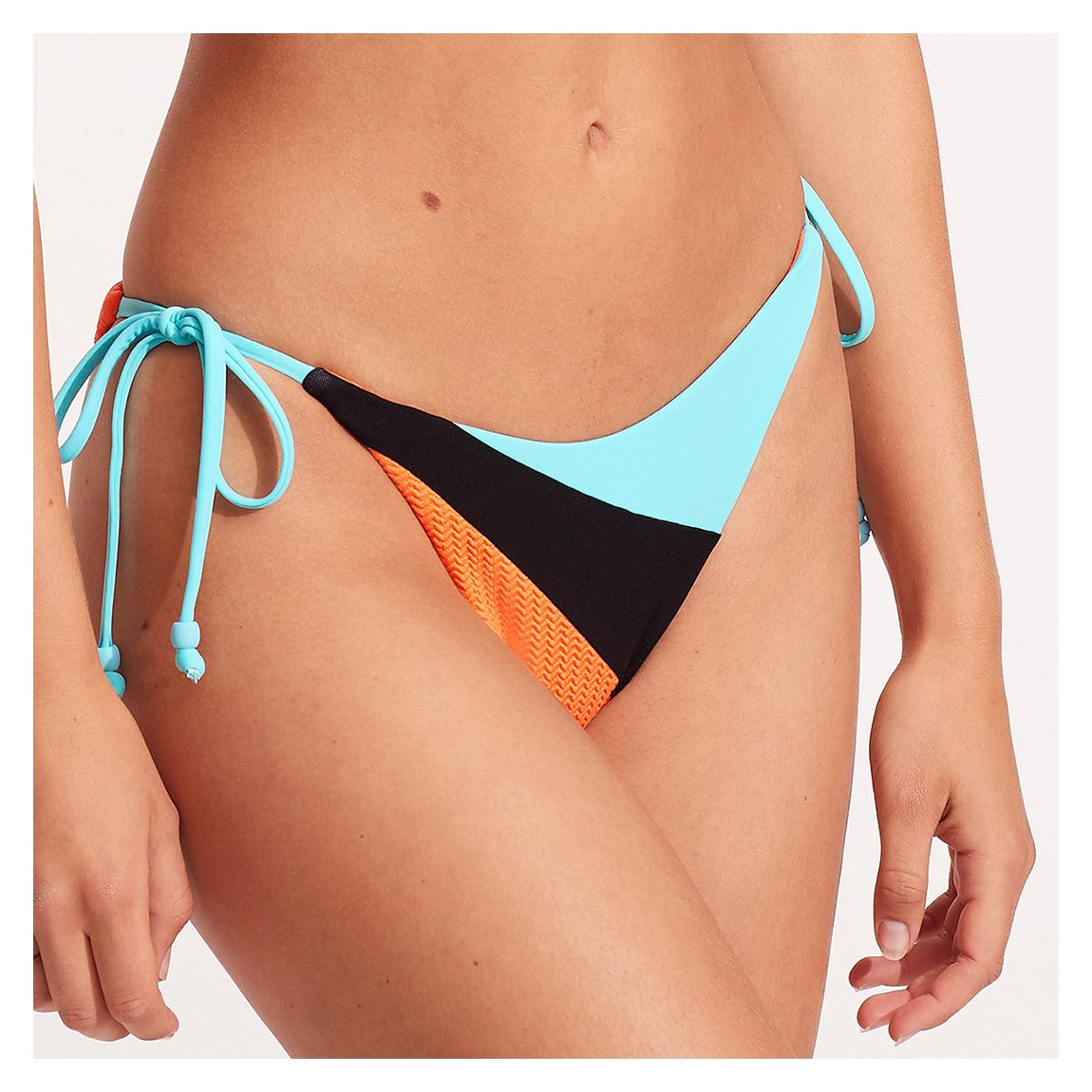 Bas de bikini à nouettes à épissures orange main product photo