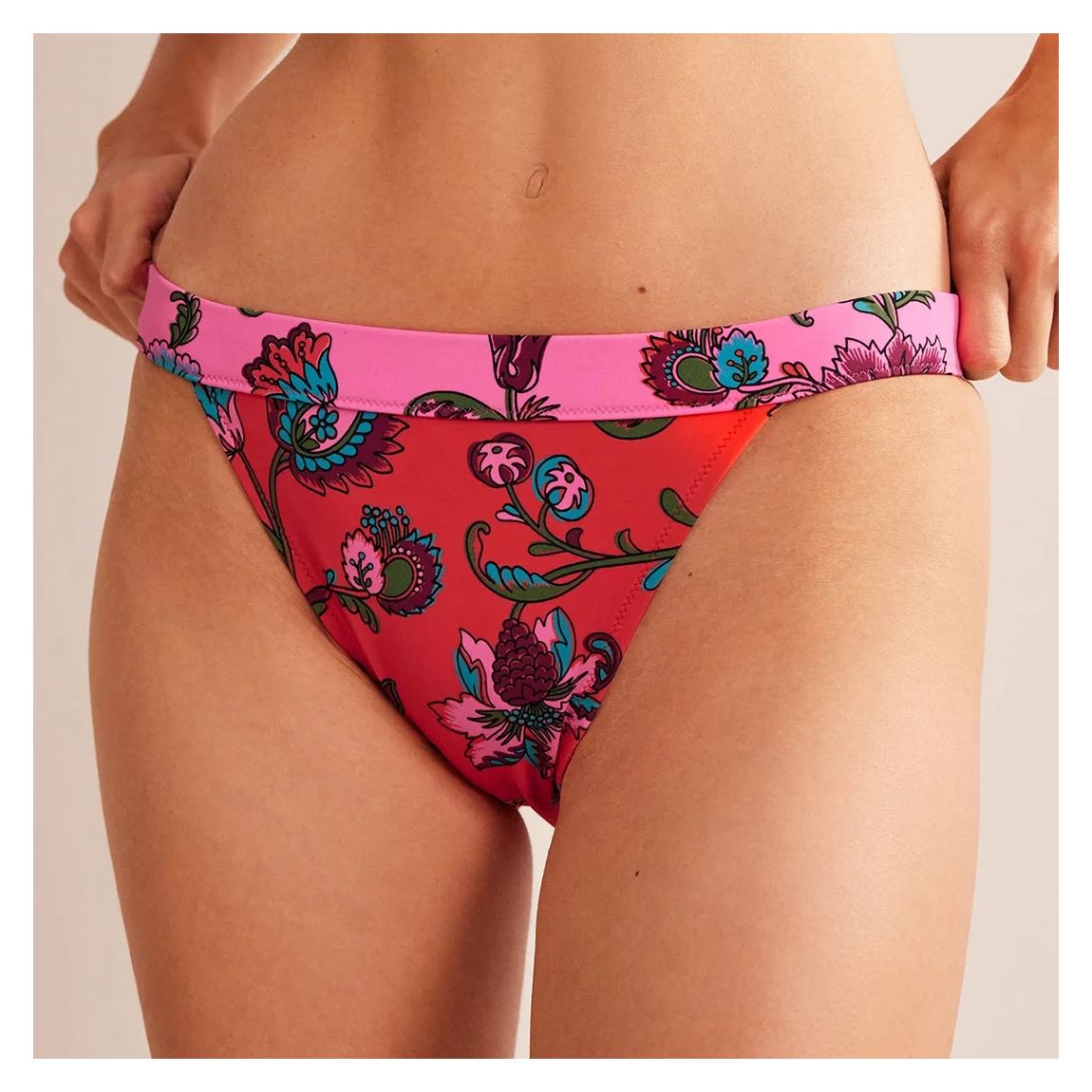 Bas de bikini Tanga rose et rouge main product photo