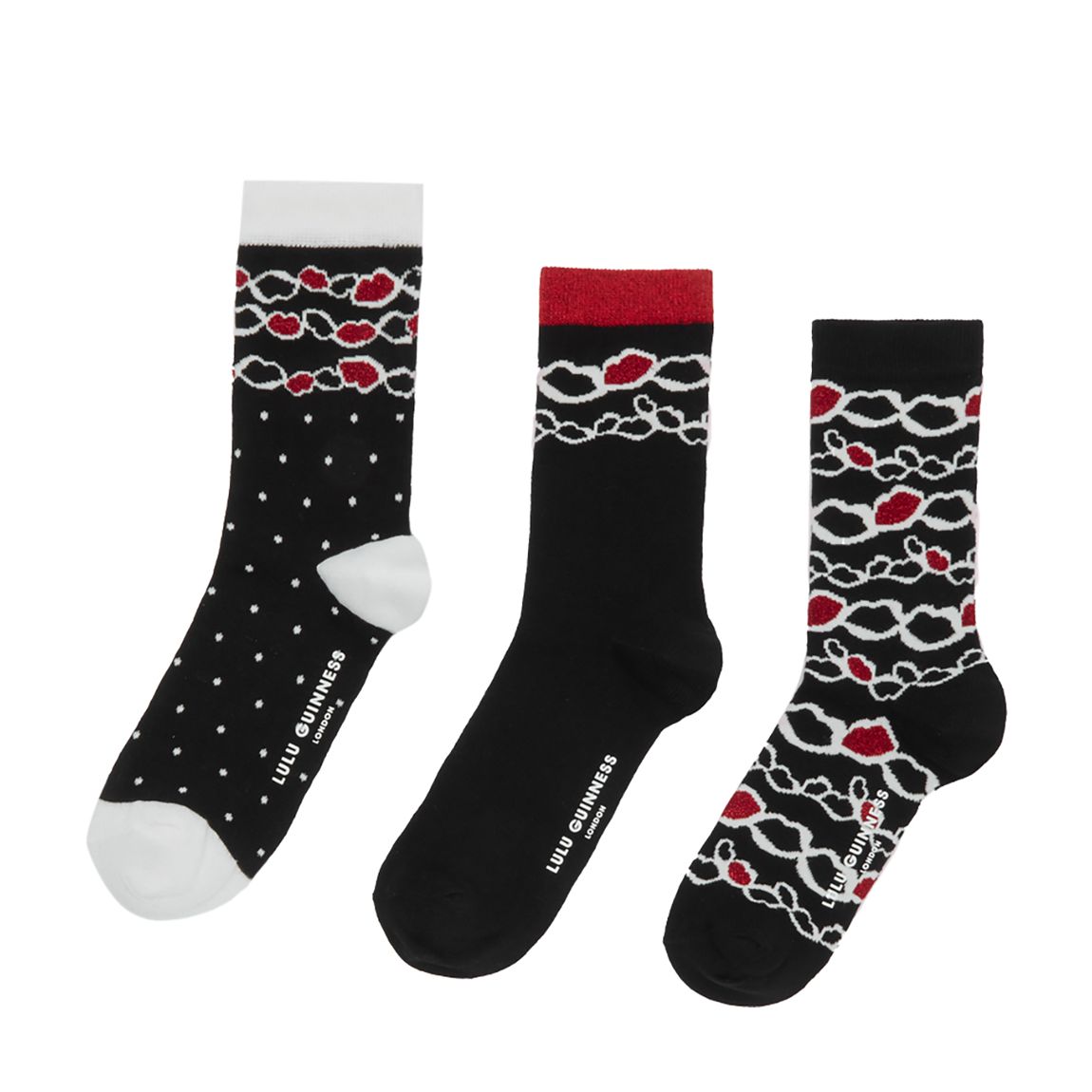 Chaussettes de cheville à lèvres multi-chaînes - 3 paires main product photo
